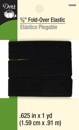 5/8" Fold-Over Elastic, Black, 1 yd