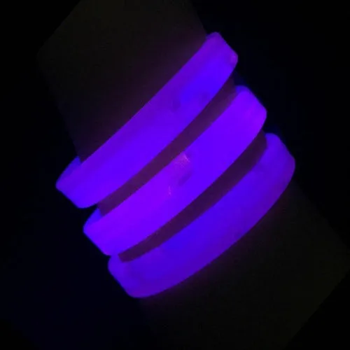 8 Inch Triple Wide Blue Glow Bracelets / Wristbands