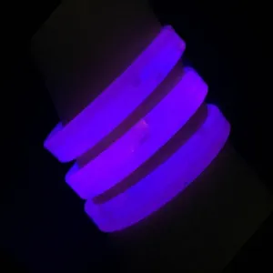 8 Inch Triple Wide Blue Glow Bracelets / Wristbands