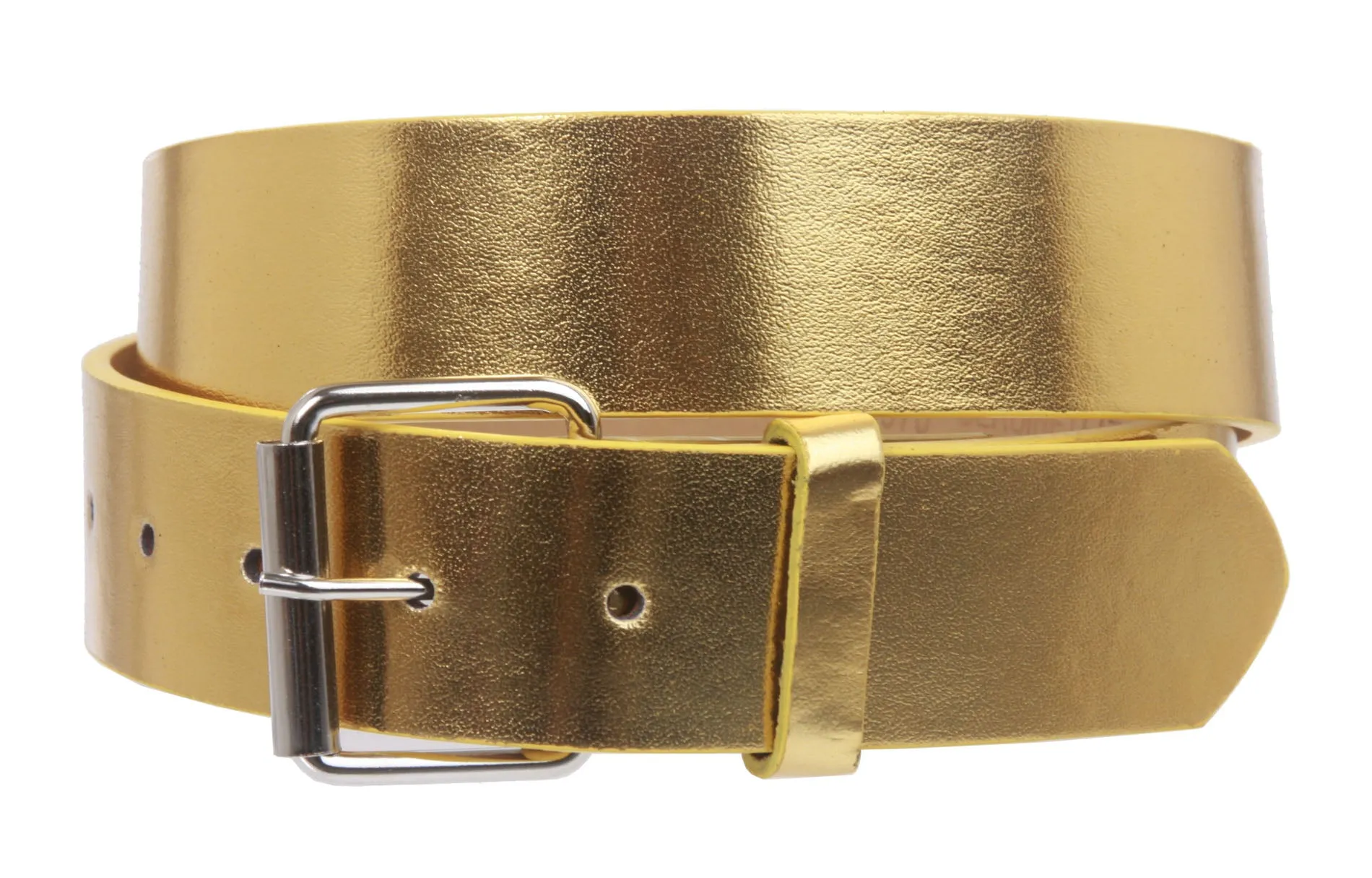 Big & Tall 1 1/2" (38mm) Snap On Plain Leather Jean Belt With Roller Buckle -Plus Sizes