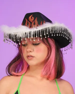 Black Brimstone Fringe Cowboy Hat