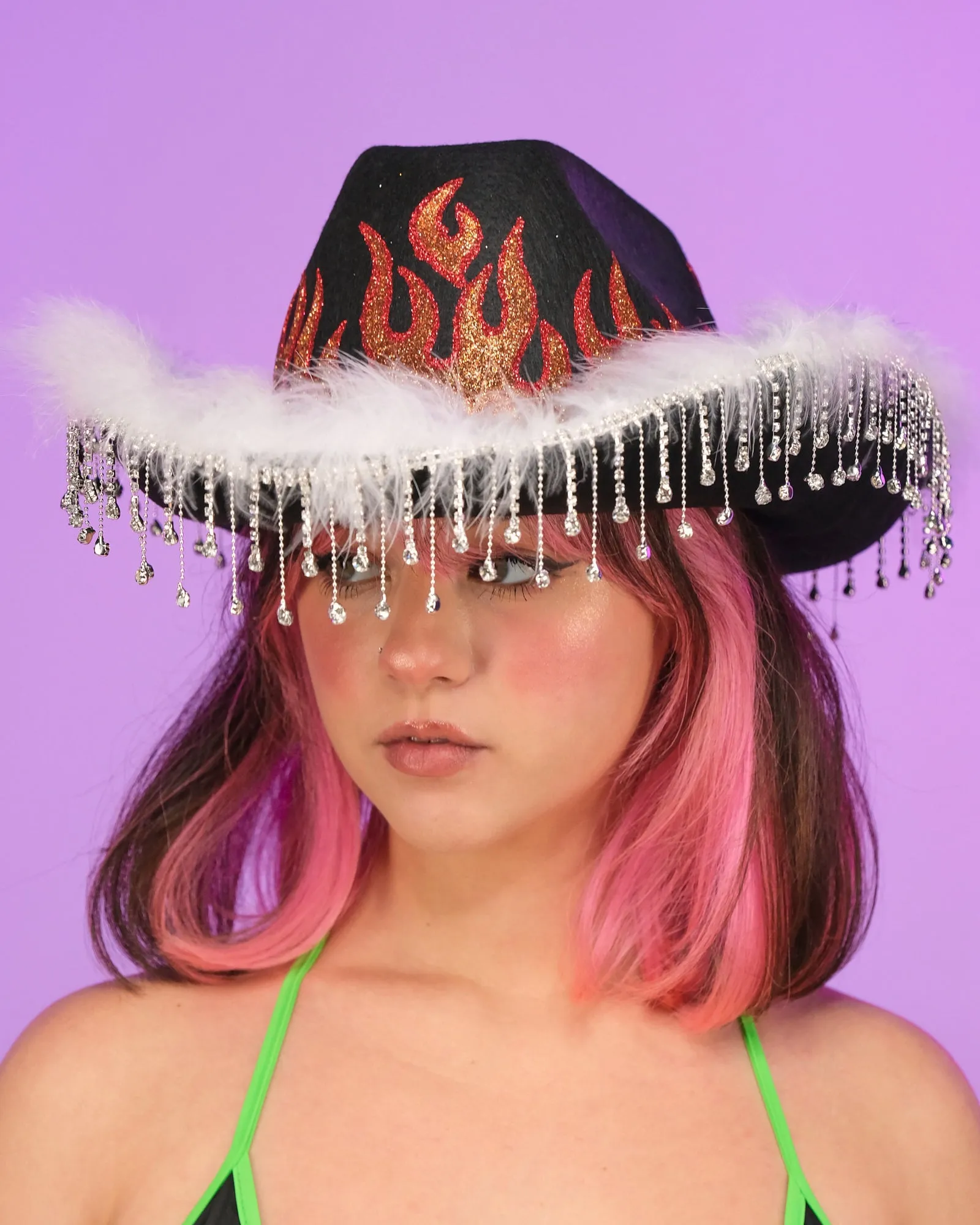 Black Brimstone Fringe Cowboy Hat