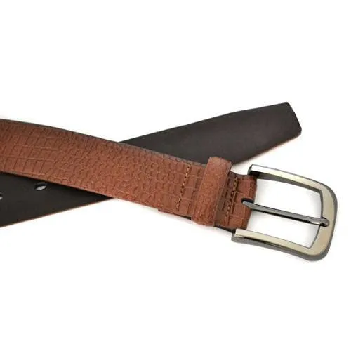 DACIC - Mens Brown Faux Snakeskin Leather Belt