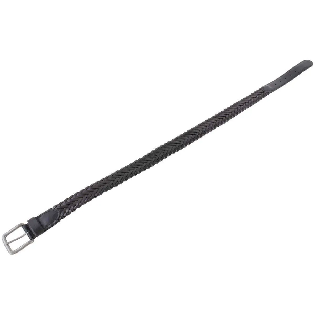 Dents Plaited Detail Leather Belt - Black