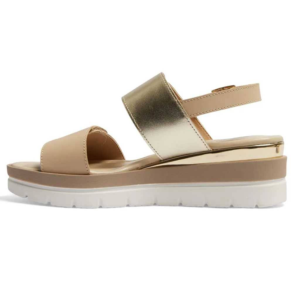 Imply Wedge in Gold/beige Multi Leather