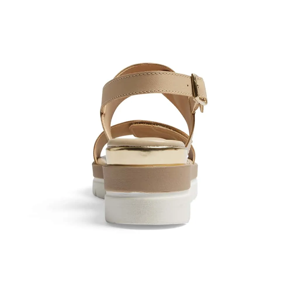 Imply Wedge in Gold/beige Multi Leather
