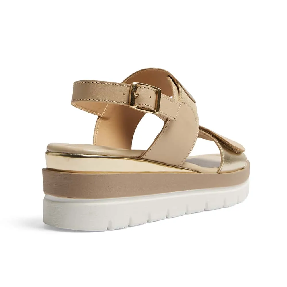Imply Wedge in Gold/beige Multi Leather