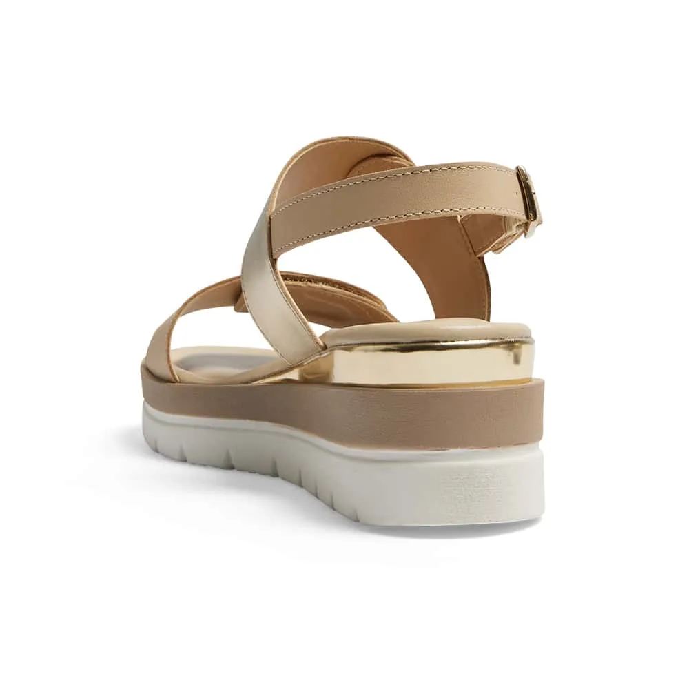 Imply Wedge in Gold/beige Multi Leather