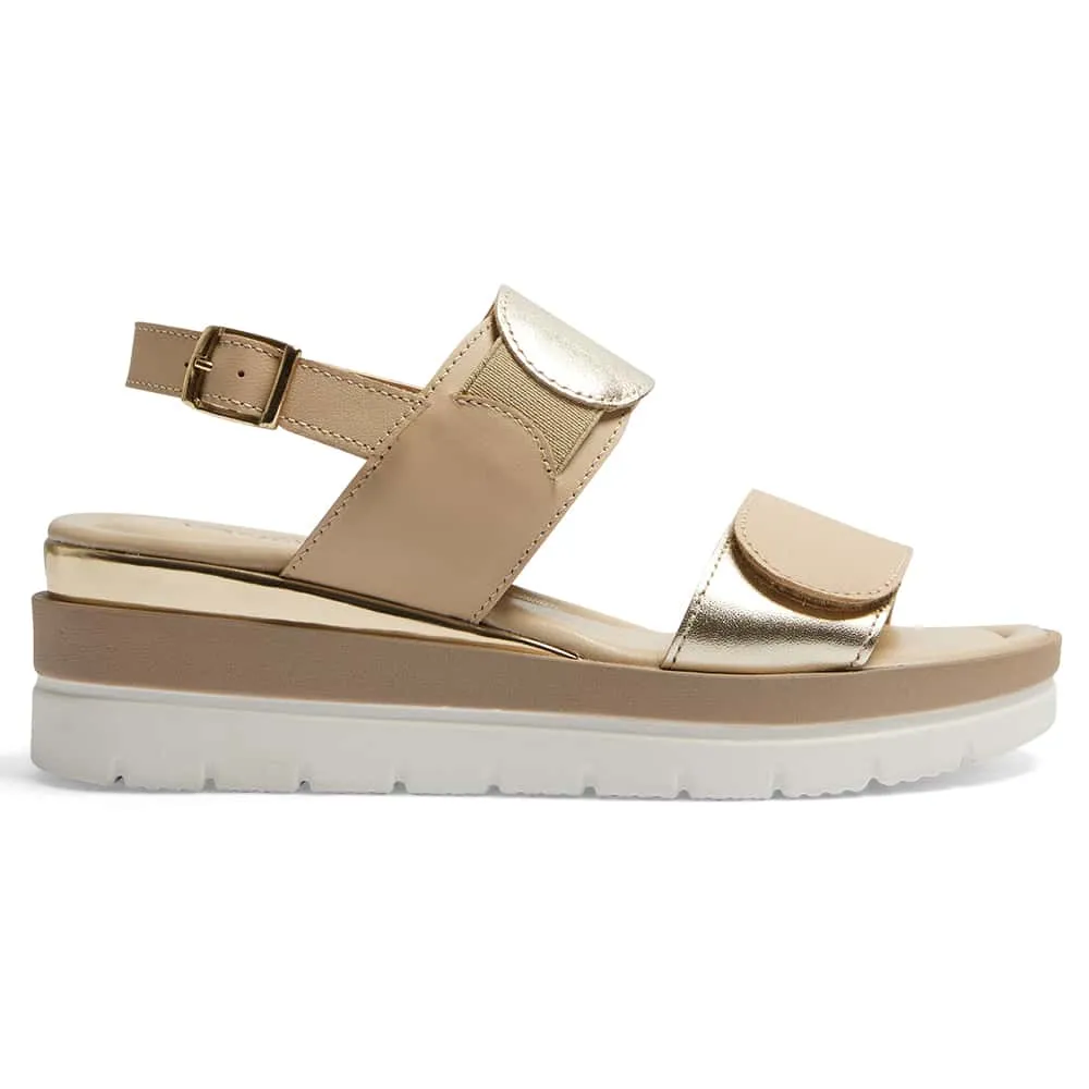 Imply Wedge in Gold/beige Multi Leather