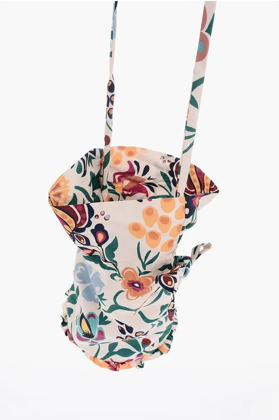 La Double J Patterned Bucket Bag with Ruffle Details