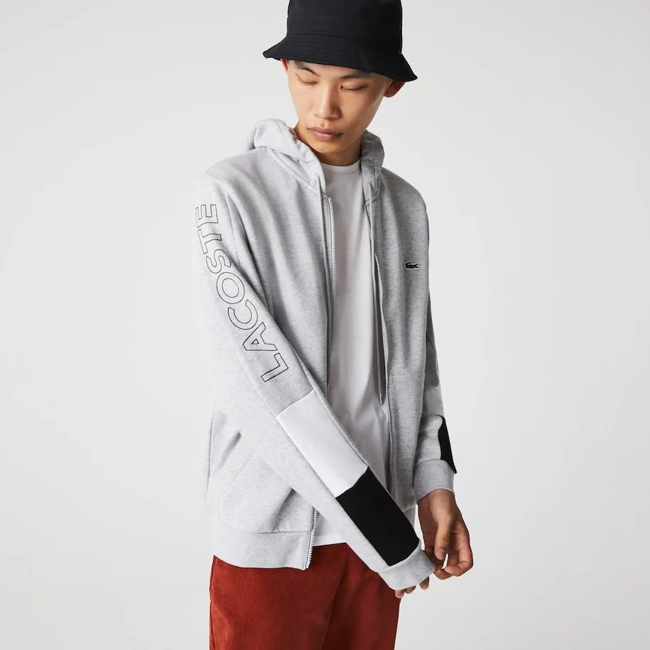 LACOSTE Hooded Colorblock Fleece Zip Sweatshirt Mens Apparel