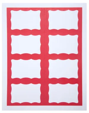 SICURIX RED Border Adhesive Badges 8 Per Sheet 200 Pack WHITE (67652)