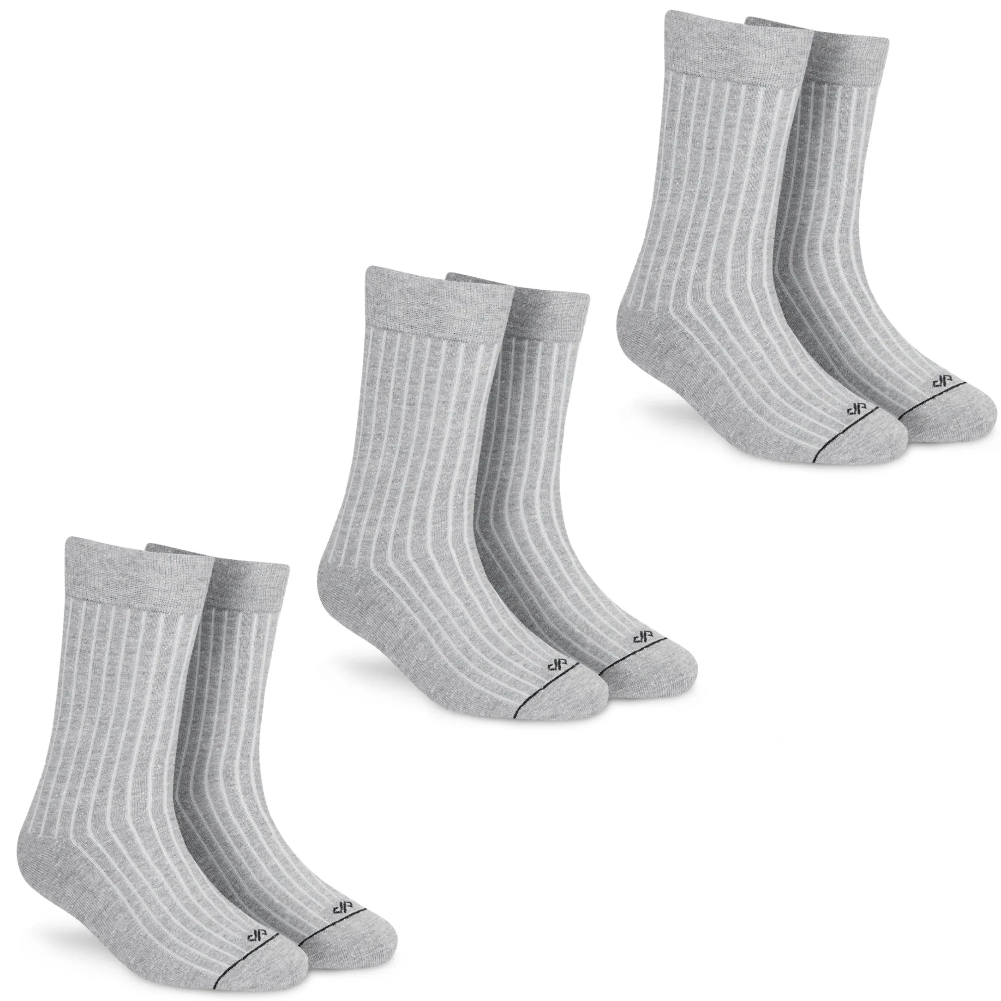 Solid Cotton Unisex Crew Grey Socks - 3-Pair Set for All-Day Comfort