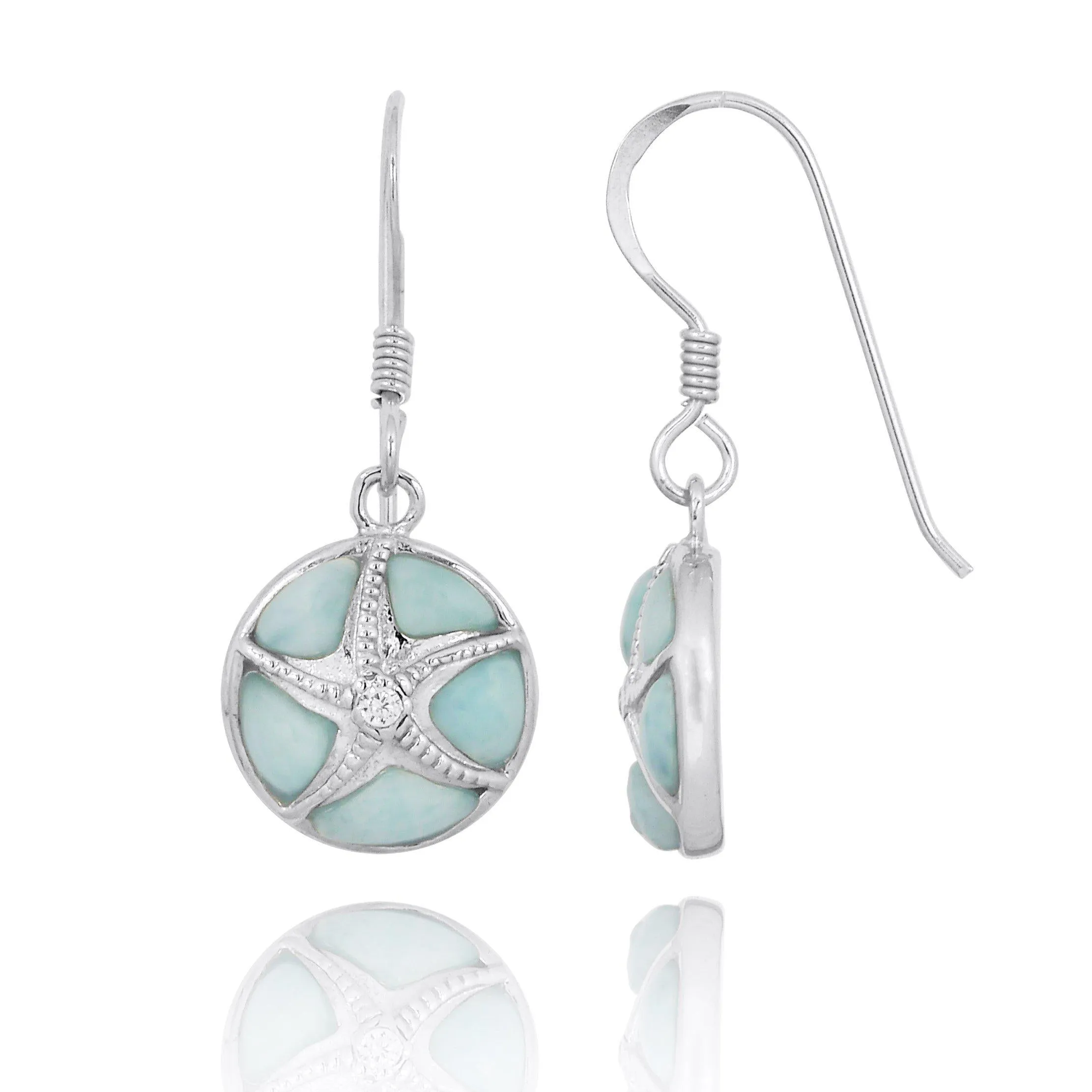 Starfish Earrings with Crystal and Larimar