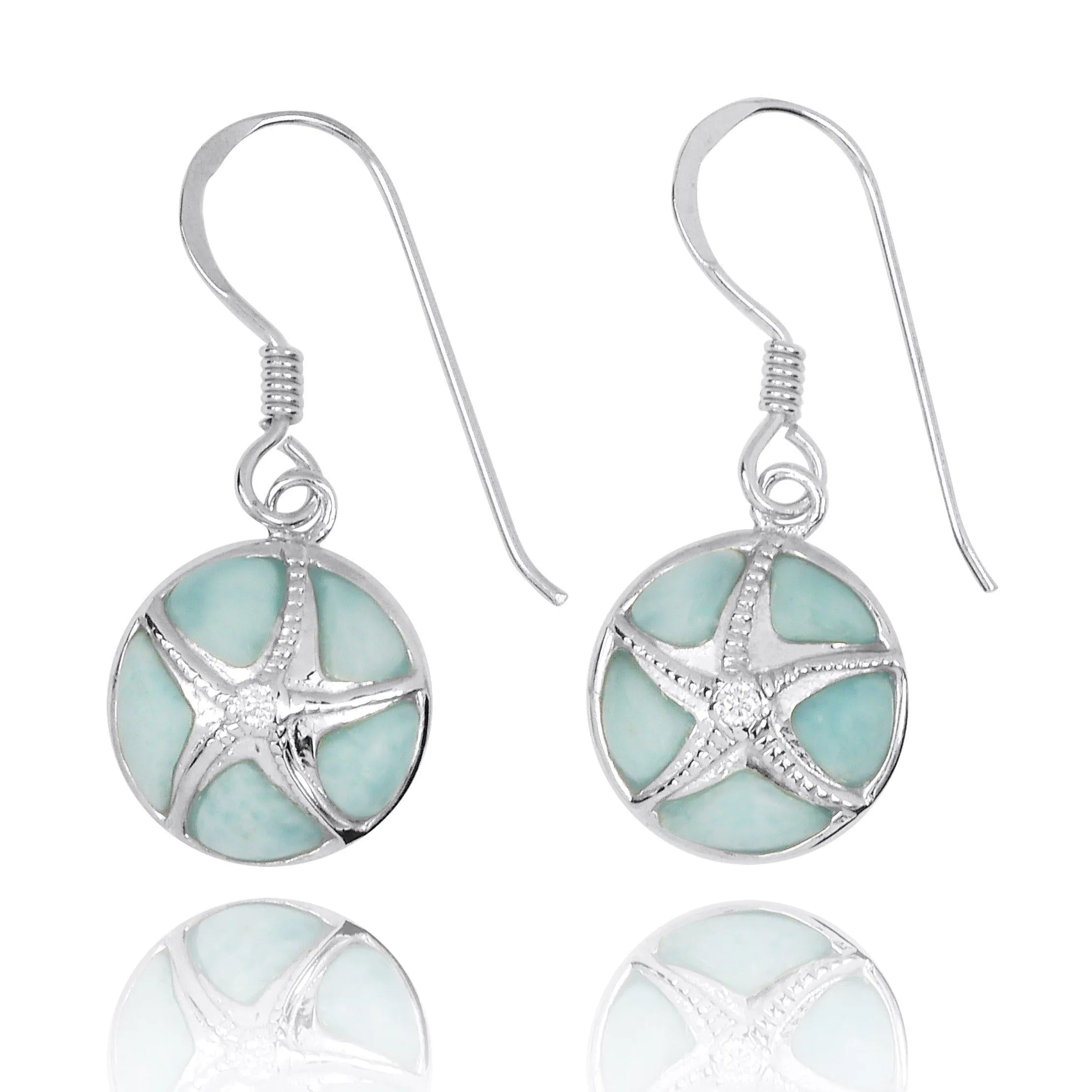 Starfish Earrings with Crystal and Larimar