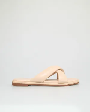 Tomaz YX148 Ladies Crossed Flat Sandals (Nude)