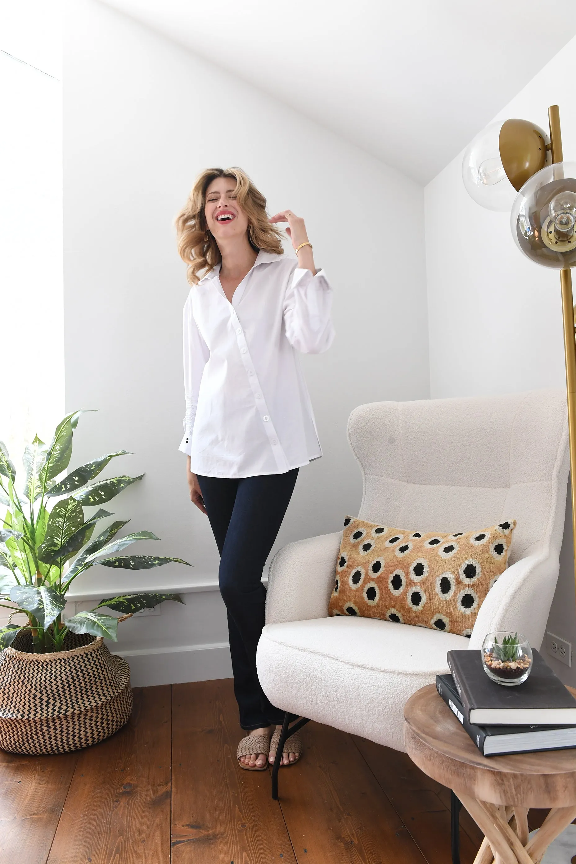 White Poplin Ruched Shirt
